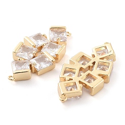 Brass Pave Clear Glass Connector Charms&nbsp;KK-Q811-03KCG