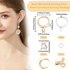 20Pcs 2 Color Brass Leverback Earring Findings&nbsp;KK-BBC0013-63