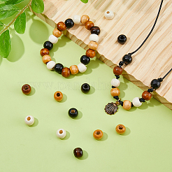 400Pcs 5 Styles Wooden Beads&nbsp;WOOD-DC0001-40