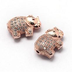 Rack Plating Brass Cubic Zirconia Beads&nbsp;ZIRC-S032-01RG