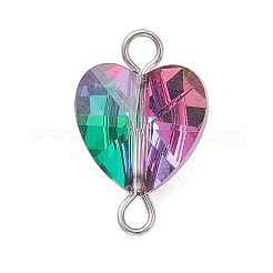 Transparent Glass Heart Links Connector Charms&nbsp;PALLOY-JF04197