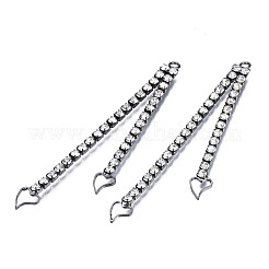 Rack Plated Brass Pave Crystal Rhinestone Chain with Heart Big Pendants&nbsp;KK-N216-419-03B