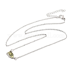 Brass Pave Cubic Zirconia Rectangle and Heart Pendant Cable Chain Necklaces&nbsp;KK-CBAB173-04P-02