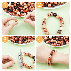 450Pcs 4 Styles Dyed Natural Maple Wood Beads&nbsp;WOOD-DC0001-14