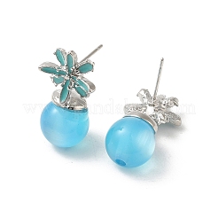 Flower Alloy Enamel & Resin Stud Earrings for Women&nbsp;EJEW-K282-04P