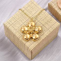 304 Stainless Steel Flower Pendant Necklaces for Women&nbsp;NJEW-D319-01G