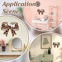 2Pcs 2 Styles Wood Leopard Print Bowknot Wall Mounted Storage Shelf&nbsp;ODIS-WH0030-331