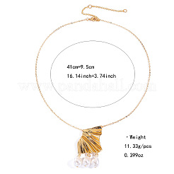 Zinc Alloy Textured Pendant Necklaces with Round Plastic Pearl Tassel&nbsp;FS-WG222B6-02