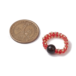 Glass Seed Beaded Stretch Finger Rings&nbsp;RJEW-MZ00019