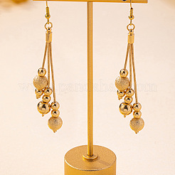 Brass Round Bead Tassel Dangle Earrings for Women&nbsp;WGC3478-01