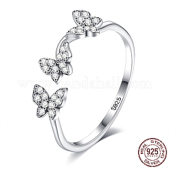 Anti-Tarnish Rhodium Plated 925 Sterling Silver Cuff Rings&nbsp;RJEW-BB66961
