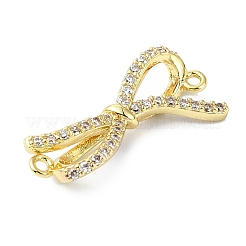 Rack Plating Brass Pave Clear Cubic Zirconia Bowknot Links&nbsp;KK-M282-30G