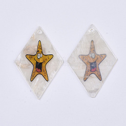 Printed Capiz Shell Pendants&nbsp;X-SHEL-T016-08K