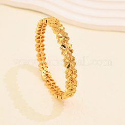 Vintage Brass Carved Four-Leaf Clover Hinged Cuff Bangles for Women&nbsp;BK9930