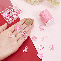 October Breast Cancer Pink Awareness Ribbon Bracelet Necklace Making Kit&nbsp;DIY-PH0020-75