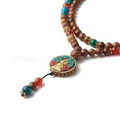 Guan YIN Flat Round Pendant Necklace&nbsp;NJEW-JN03662