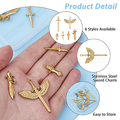 12Pcs 6 Styles Stainless Steel Pendants&nbsp;STAS-HS0001-28