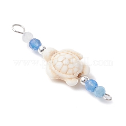 4Pcs 4 Colors Summer Beach Dyed Synthetic Turquoise Connector Charms&nbsp;PALLOY-JF03747-02