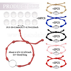 10Pcs 5 Colors DIY Blank Dome Braided Nylon Threads Adjustable Link Bracelet Makings Kits&nbsp;AJEW-TA00026