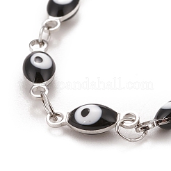 Enamel Horse Eye Link Chains Bracelet&nbsp;BJEW-P271-05P-04