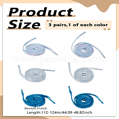 3 Pairs 3 Colors Flat Smooth Polyester Shoelaces&nbsp;AJEW-LP0003-09A