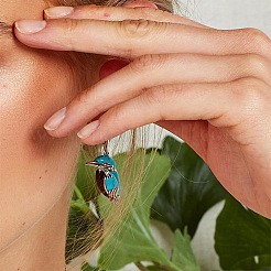 Bird Alloy & Synthetic Turquoise Leverback Earrings&nbsp;FS-WGA2685-01