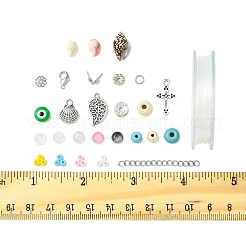 DIY Summer Glass & Synthetic Magnesite & Shell Bangle Making Kits&nbsp;DIY-FS0007-91