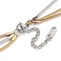 304 Stainless Steel Multi Layered Flat Snake Chain Necklaces&nbsp;NJEW-H043-08MC