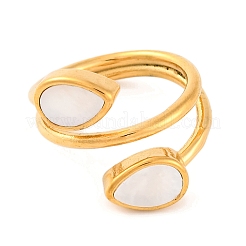 Ion Plating(IP) Leaf 304 Stainless Steel Open Cuff Finger Rings&nbsp;RJEW-S414-37B-G