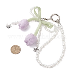2Pcs 2 Colors Cloth Double-head Tulip & Alloy Pendant Decorations&nbsp;HJEW-JM04394