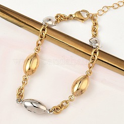 Two Tone Horse Eye 304 Stainless Steel Link Bracelets for Women&nbsp;BJEW-A169-13GP