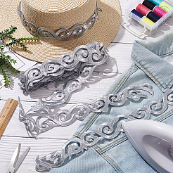 Iron on/Sew on Polyester Embroidery Auspicious Clouds Lace Ribbon&nbsp;OCOR-WH0088-45A