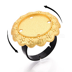 Adjustable Flower Alloy & Iron Bezel Cup Ring Base with Rotatable Tray&nbsp;MAK-T012-06G
