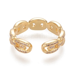 Adjustable Brass Micro Pave Clear Cubic Zirconia Cuff Rings&nbsp;RJEW-M133-11G