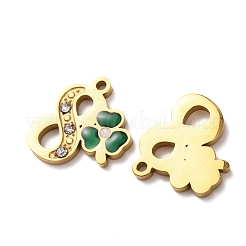 304 Stainless Steel Enamel & Rhinestone Pendants&nbsp;STAS-B130-01G-8