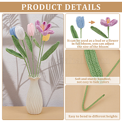 5Pcs 5 Colors Woolen Yarn Artificial Tulip Flower&nbsp;AJEW-FG0004-63