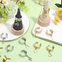 10Pcs 304 Stainless Steel Open Cuff Rings&nbsp;RJEW-SC00002