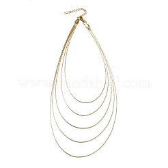 304 Stainless Steel Boston Link Chain Multi Layered Necklaces for Women&nbsp;NJEW-U025-01G-02