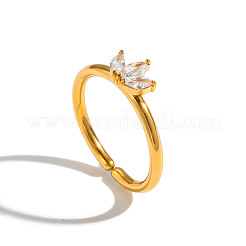 304 Stainless Steel Pave Cubic Zirconia Cuff Open Rings for Women&nbsp;DZ9349
