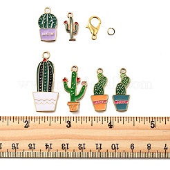 DIY Alloy Enamel Cactus Pendant Decotation Making Kits&nbsp;DIY-FP0001-42