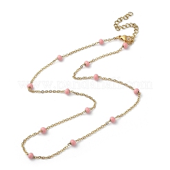 PVD Vacuum Plating Golden 304 Stainless Steel with Enamel Satellite Chain Necklaces&nbsp;NJEW-G117-01G