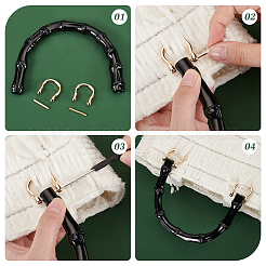 4 Sets 2 Styles Arch Plastic Imitation Bamboo Shank Bag Handles&nbsp;DIY-PH0022-34