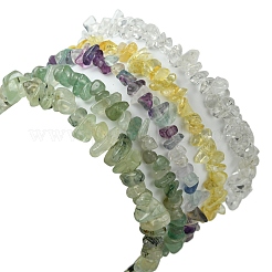 5Pcs 5 Styles Natural Green Aventurine & Quartz Crystal & Prehnite & Citrine & Fluorite Chips Beaded Stretch Bracelet Sets&nbsp;BJEW-JB10872