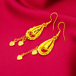 Teardrop with Heart Alloy & Brass Dangle Earrings&nbsp;FS-WGF4F4A-01