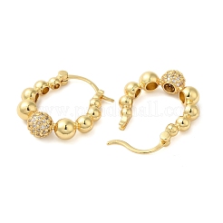 Brass Micro Pave Clear Cubic Zirconia Hoop Earrings&nbsp;EJEW-G399-02G