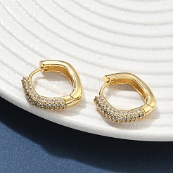 Brass Micro Pave Clear Cubic Zirconia Hoop Earrings&nbsp;EJEW-C182-07A-G