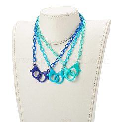 3Pcs 3 Colors Personalized ABS Plastic Cable Chain Necklaces&nbsp;NJEW-JN03484-02