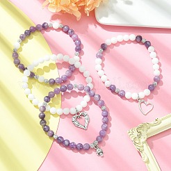 4Pcs 4 Style Natural Mixed Gemstone Beaded Stretch Bracelets Set&nbsp;BJEW-JB09562