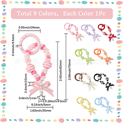 9Pcs 9 Colors Bowknot Acrylic Beads Pendant Decoration&nbsp;HJEW-SC0002-04