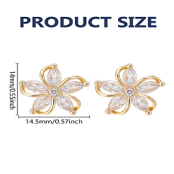 1 Pair Brass Micro Pave Clear Cubic Zirconia Stud Earrings&nbsp;EJEW-LP0004-89
